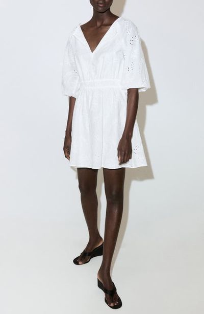 MANGO MANGO Floral Embroidered Cotton Minidress