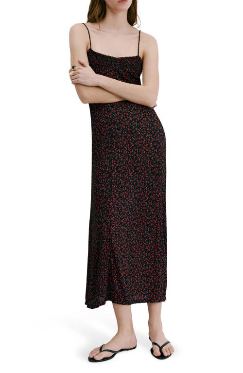 MANGO MANGO Floral Print Smocked Sleeveless Midi Dress