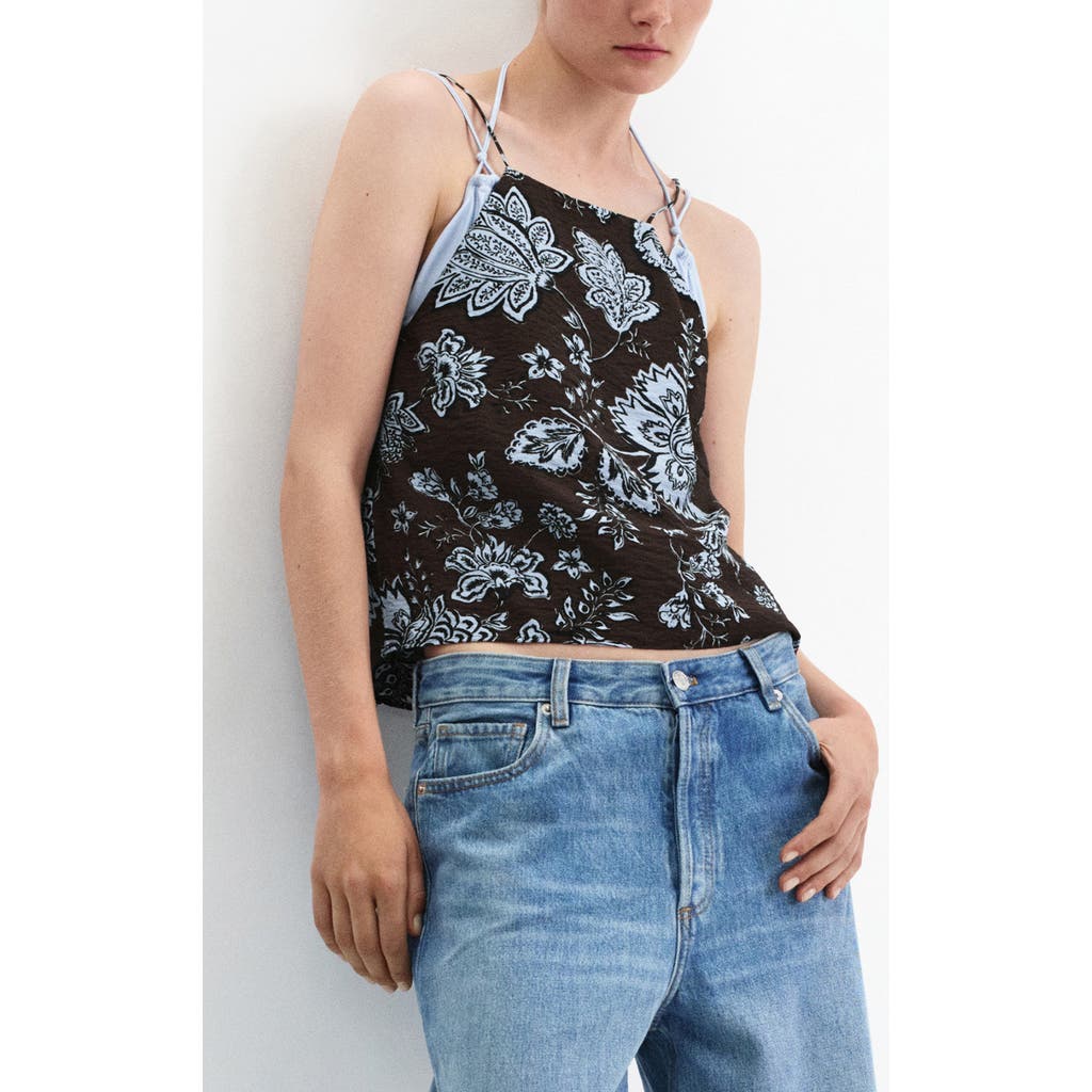 MANGO MANGO Floral Tie Strap Top