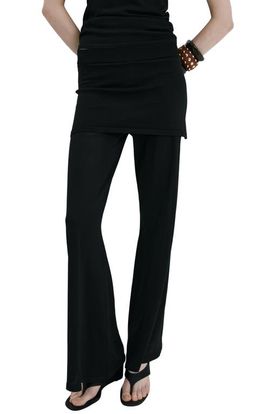 MANGO MANGO Foldover Knit Wide Leg Pants