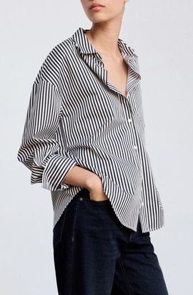 MANGO MANGO Fontana Striped Button-Up Shirt