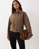 Mango Mango funnel neck bomber jacket in brown check - 1