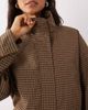 Mango Mango funnel neck bomber jacket in brown check - 3