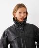 Mango Mango funnel neck cinched waist faux leather jacket in black - 1