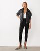 Mango Mango funnel neck cinched waist faux leather jacket in black - 3