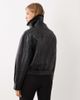 Mango Mango funnel neck cinched waist faux leather jacket in black - 4