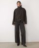Mango Mango funnel neck short jacket in brown check - 1