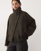Mango Mango funnel neck short jacket in brown check - 2
