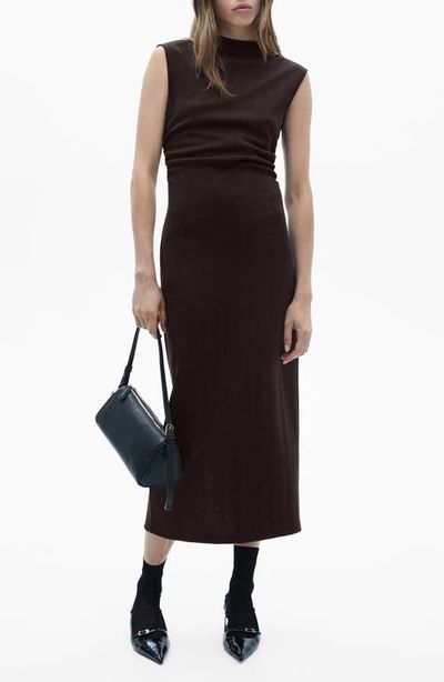 MANGO MANGO Gathered Detail Herringbone Stitch Knit Dress