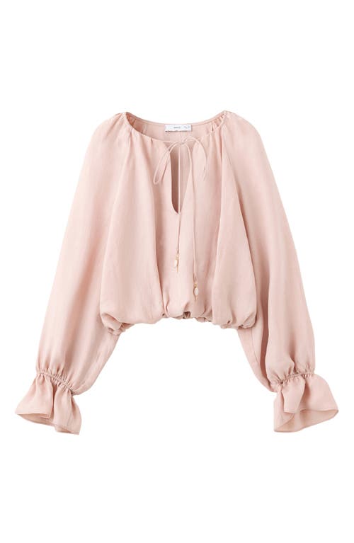 MANGO MANGO Gathered Long Sleeve Crop Top
