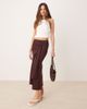 Mango Mango gathered tie waist detail skirt in dark brown - 1