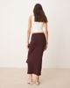 Mango Mango gathered tie waist detail skirt in dark brown - 2