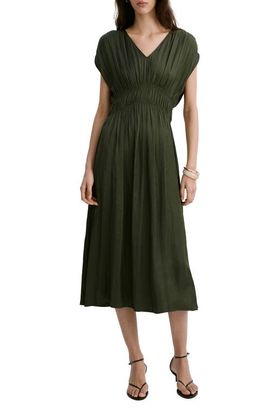 MANGO MANGO Gathered Waist Midi Dress