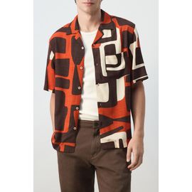 MANGO MANGO Geo Print Bowling Shirt