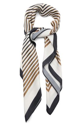 MANGO MANGO Geometric Stripe Satin Square Scarf