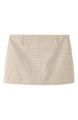 MANGO MANGO Gingham Cotton Miniskirt