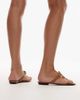 Mango Mango gold ring detail leather sandals in tan-Brown - 2