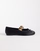 Mango Mango gold statement strap ballet pumps in black - 1