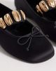 Mango Mango gold statement strap ballet pumps in black - 2