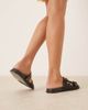 Mango Mango gold studded buckle strap sandals in black - 2
