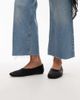 Mango Mango hair on real leather square toe flat shoes in black - 1