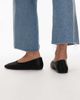 Mango Mango hair on real leather square toe flat shoes in black - 3