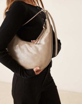 Mango Mango half moon shoulder bag in latte-Neutral