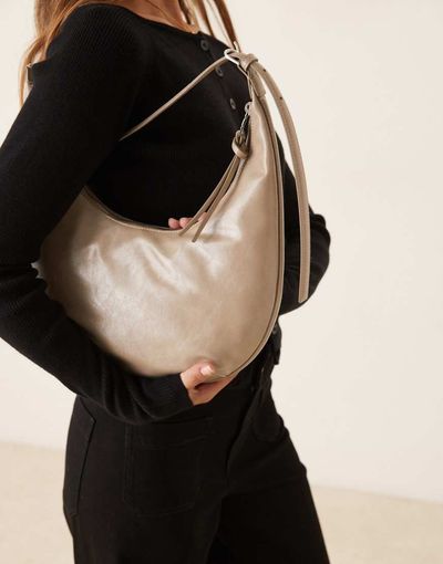 Mango Mango half moon shoulder bag in latte-Neutral