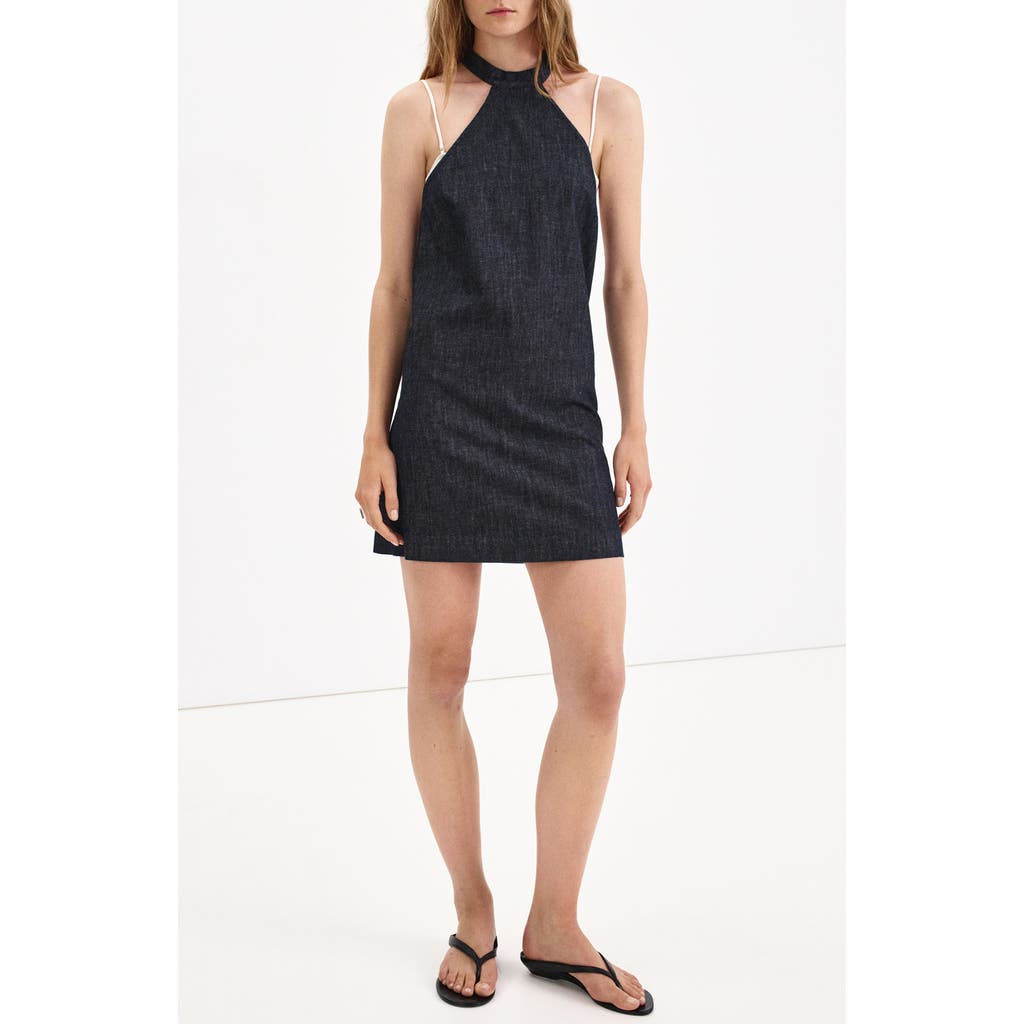MANGO MANGO Halter Neck Denim Minidress