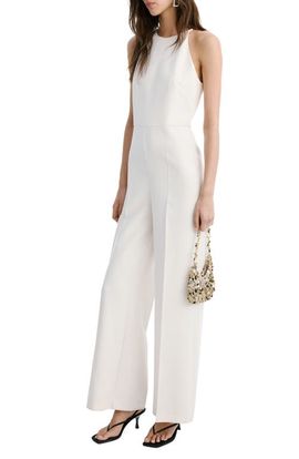 MANGO MANGO Halter Neck Wide Leg Jumpsuit