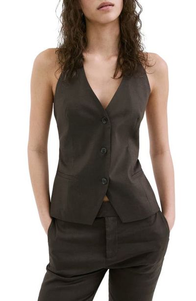 MANGO MANGO Halter Stretch Linen & Cotton Vest