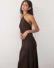 Mango Mango halterneck midi dress in leopard print-Black - 1