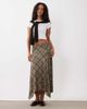 Mango Mango handkerchief hem midaxi skirt in brown plaid print - 1