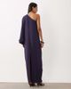 Mango Mango hardware detail one shoulder maxi dress in blue - 3