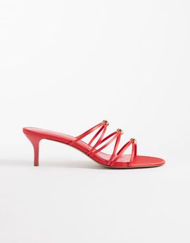 Mango Mango hardware detail strappy heeled sandals in red