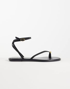 Mango Mango hardware detailing flat sandals in black