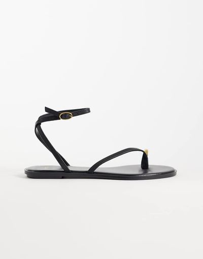 Mango Mango hardware detailing flat sandals in black