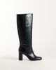 Mango Mango heeled knee high boot in black - 1