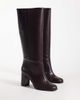 Mango Mango heeled knee high boot in burgundy-RED - 3