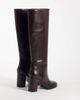 Mango Mango heeled knee high boot in burgundy-RED - 4