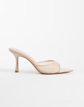 Mango Mango heeled mesh sandals in pale pink