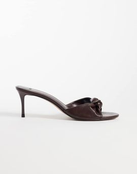 Mango Mango heeled mule with knot detail in brown
