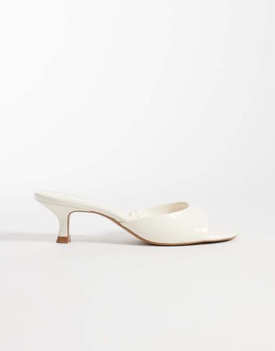 Mango Mango heeled mules in cream-Neutral