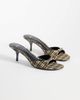 Mango Mango heeled mules with buckle detailing in plaid print-Multi - 2
