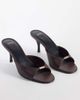 Mango Mango heeled mules with gold trim in burgundy-Red - 2