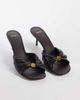 Mango Mango heeled mules with ruched detail in brown - 2