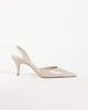 Mango Mango heeled pointed slingback in ecru-Neutral - 1