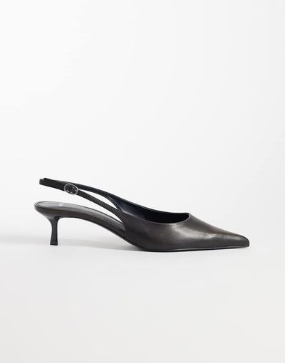 Mango Mango heeled slingback pumps in chocolate-Brown