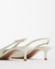 Mango Mango heeled slingback pumps in ecru-Neutral - 4