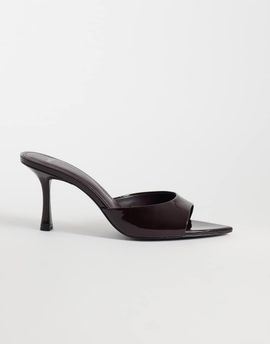 Mango Mango high heeled mules in burgundy-Red